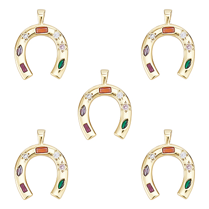 5 кулоны из латуни с микрочастицами и кубическим цирконием., подкова