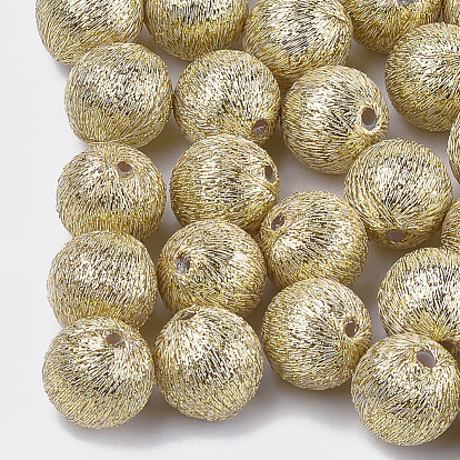 Polyester Thread Fabric Covered Beads, with ABS Plastic Inside, Round
