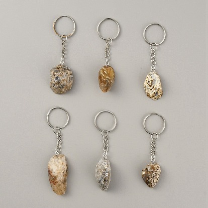 Nuggets Natural Geode Agate Cave Pendant Keychain, with Iron Findings