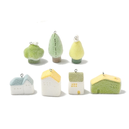 Подвески из непрозрачной смолы, с платиновыми тоновыми железными петлями