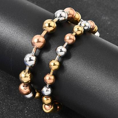 304 Круглые браслеты из нержавеющей стали с бусинами для женщин и мужчин, ионное покрытие (ip), долговечный