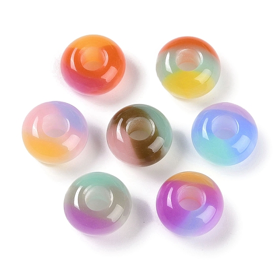 Европейские бусины из трехцветной смолы, бусины с большим отверстием, имитации кошачьего глаза , рондель