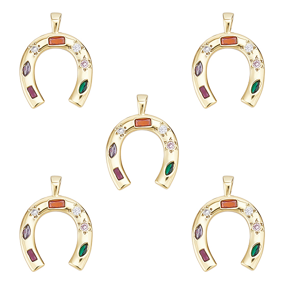 5 кулоны из латуни с микрочастицами и кубическим цирконием., подкова