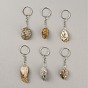 Nuggets Natural Geode Agate Cave Pendant Keychain, with Iron Findings