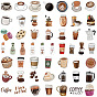 50Pcs Coffee PVC Stickers, Self-adhesive Decals, for Suitcase, Skateboard, Refrigerator, Helmet, Mobile Phone Shell