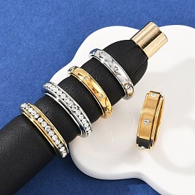 304 вращающиеся кольца для пальцев из нержавеющей стали со стразами, Кольцо-спиннер для успокоения беспокойства, медитации