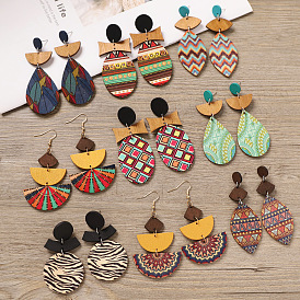 Серьги-гвоздики из дерева и сплава, платина