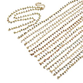 Латунь кабель цепи ожерелье изготовление, с природных драгоценных камней, стойки покрытие, долговечный, реальный 18 k позолоченный, спаянный