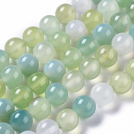 Natural Agate Beads Strands, Dyed & Heated, Grade A, Round