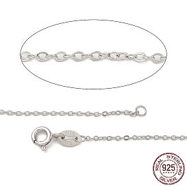925 Sterling Silver Necklaces, Cable chains, with Spring Ring Clasps, Thin Chain