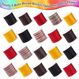 5 Rolls 5 Colros Round Nylon Thread, with Spool