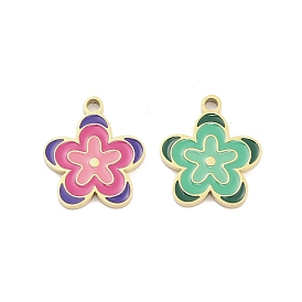 304 нержавеющей стальной эмали подвески, цветок, реальный 14 k позолоченный