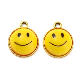 Alloy Resin Pendants, Smiling Face Charms, Lead Free & Cadmium Free