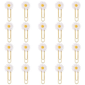 40шт. железные скрепки, с кабошонами из непрозрачной смолы в виде ромашек, золотые