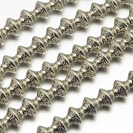 Estilo tibetano hebras de perlas de aleación tupi, sin plomo y el cadmio, 7x6 mm, agujero: 2 mm, sobre 34 unidades / cadena, 8 pulgada