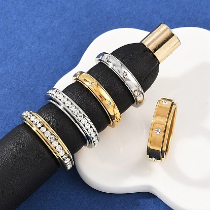 304 вращающиеся кольца для пальцев из нержавеющей стали со стразами, Кольцо-спиннер для успокоения беспокойства, медитации