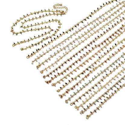 Латунь кабель цепи ожерелье изготовление, с природных драгоценных камней, стойки покрытие, долговечный, реальный 18 k позолоченный, спаянный