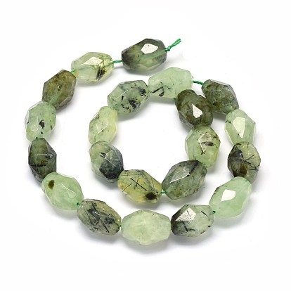 Natural Prehnite Beads Strands, Faceted, Drum