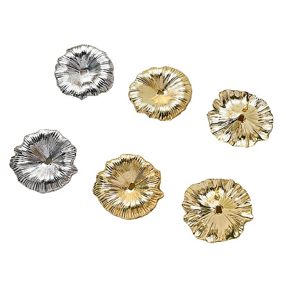 Flower Brass Stud Earrings Finding, for Half Drilled Beads