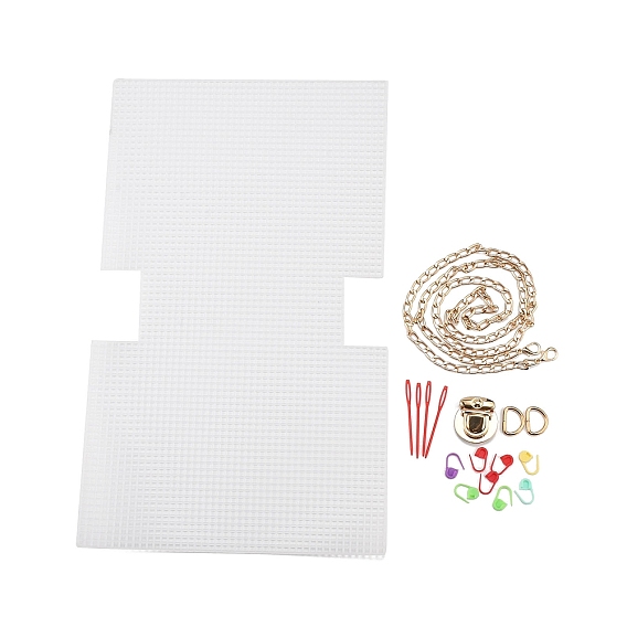 DIY Rectangle Plastic Knitting Crochet Bag Making Kits, Handmade Crossbody Bags