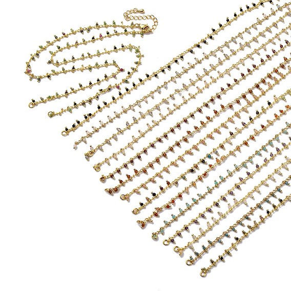 Латунь кабель цепи ожерелье изготовление, с природных драгоценных камней, стойки покрытие, долговечный, реальный 18 k позолоченный, спаянный