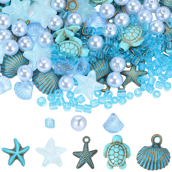 Ювелирные изделия, включая стеклянные, пластиковые и синтетические бирюзовые бусины., Подвески из сплава