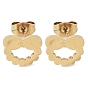 PVD Vacuum Plating 304 Stainless Steel Stud Earrings for Women, Hollow Bowknot
