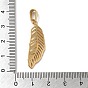Vacuum Plating 304 Stainless Steel Pendants, Feather Charm