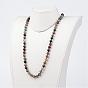 Natural Indian Agate Necklaces, Beaded Necklaces, Round, Frosted, 35.8 inch 