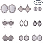 Tibetan Style Alloy Pendant Cabochon Settings, Mixed Shapes