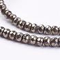 Natural Pyrite Bead Strands, Faceted, Rondelle