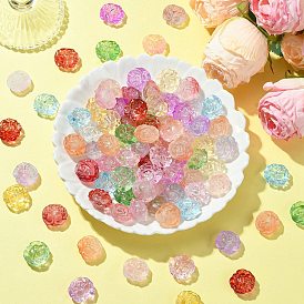 140Pcs 14 Styles Frosted Acrylic Beads, Flower