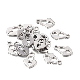201 Stainless Steel Charms, Hollow, Laser Cut, Heart Lock