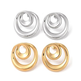 Ion Plating(IP) 304 Stainless Steel Stud Earrings for Women, Round Ring