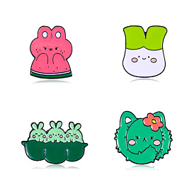 Cartoon creative fruit and vegetable series brooch cute green onion watermelon pea cactus badge student