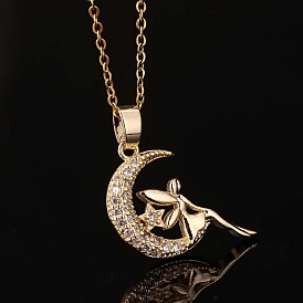 Enchanting Elf Angel Necklace with Star and Moon Pendant - High-end Luxury Jewelry for Women