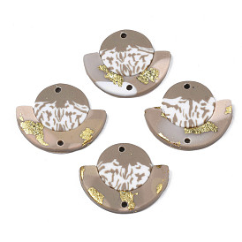 Handmade Polymer Clay Connector Charms, with Gold Foil, UFO Shapes