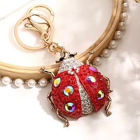 Alloy Rhinestone Keychains, Bag Purse Decorations, Ladybug