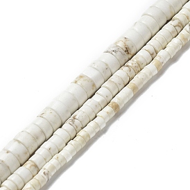 Natural Howlite Beads Strands, Flat Round/Disc, Heishi Beads