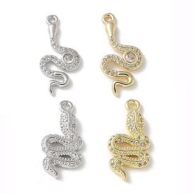 Латунные микропаве прозрачные подвески с фианитом, без кадмия, без никеля и без свинца, змеиные чары