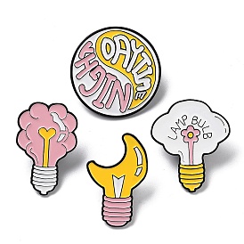 Candy Floss Lamp Bulb Enamel Pins, Electrophoresis Black Plated Alloy Brooch