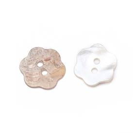 2-Hole Shell Buttons, Flower