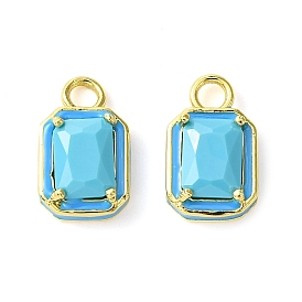 Rack Plating Brass Enamel Pendants, with Glass, Long-Lasting Plated, Lead Free & Cadmium Free, Rectangle Octagon Charm