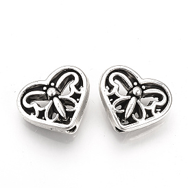 Сплавочные овальные бусины тибетского стиля , сердце с бабочкой, без кадмия и без свинца