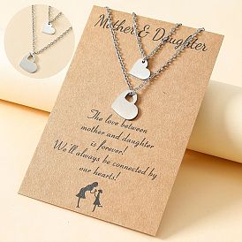 Stylish Mother's Day Stainless Steel Hollow Heart Card Necklace Set