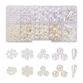 10 Perles d'imitation en plastique ABS et acrylique de style, rond et neige et larme