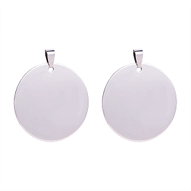 201 pendentifs d'étiquettes vierges rondes plates en acier inoxydable, avec bélières snap on
