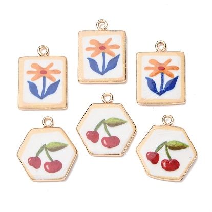 Латунные подвески с принтом, золотые