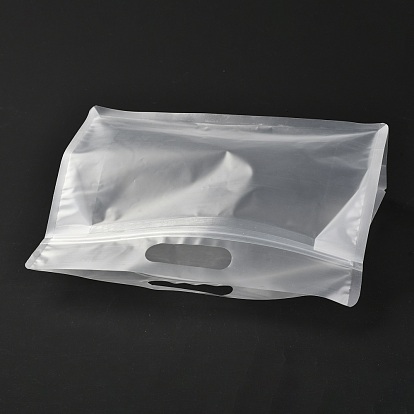 Transparent Plastic Zip Lock Bag, Plastic Stand up Pouch, Resealable Bags,  with Handle, Clear, 23x30x0.08cm