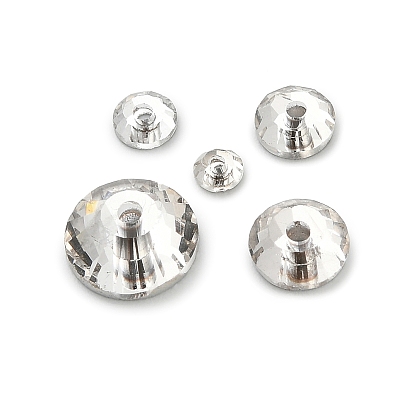 Прозрачные стеклянные граненые бусины, плоско-круглые